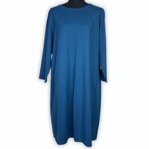 J. Jill Ponte‎ ¾ Sleeve Shift Dress Teal Deepatlant Size Large
